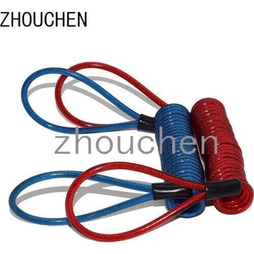 2 Pack Lock Reminder Cables - Disk Security Spring Wire Rope Scooter Motorcycle Accessories Blue+Red