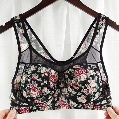 2021 New No Rims Thin Garden Printing Sexy Lingeries Underwears Women Bras Plus Size 4XL Womens Vest Fashion Lace Brassiere