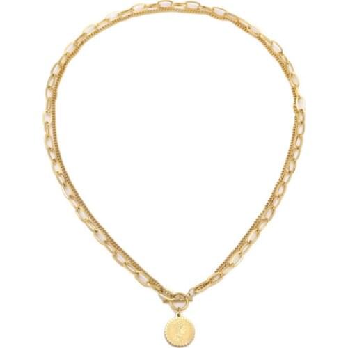316L Stainless Steel Retro Coin Queen Portrait Pendant Two Layer Necklace For Women Couples Trend Thick Clavicle Chain Jewelry