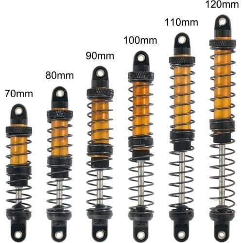 4pcs Dual Spring Aluminum Shocks Golden 70mm 80mm 90mm 100mm 110mm 120mm for 1/10 RC Crawler Traxxas TRX4 TRX6 Axial SCX10 III