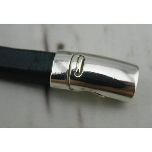 50 Sets Shiny Silver Magnetic Clasp For Licorice Leather hole size 10.5x 6mm