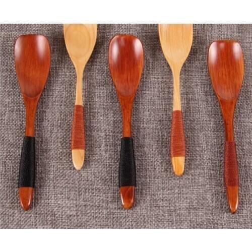 500pcs/lot 13.5x2.8cm Natural Wood Dessert spoon Kitchen Cooking Utensil Tool Soup Teaspoon Wooden coffee spoons