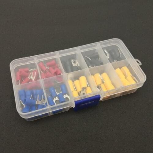 80PCS SV 10Kinds) Terminal set Wire terminals connector fork terminal Copper Crimp Connector Insulated Cord fork End