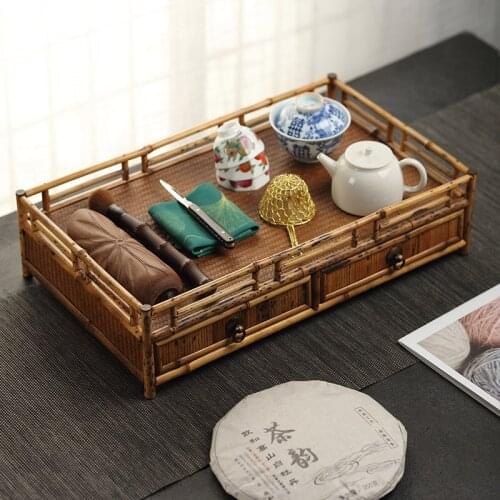 Retro Bamboo Tea Shed Tea Cabinet Tea Room Antique Storage Cooking Tea Cabinet Tea Set Storage Cabinet Tea Drawer Mei Luzhu