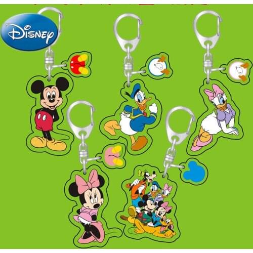 Disney Mickey Mouse Cartoon Keychain Minnie Donald Duck Cute Acrylic Transparent Double-sided School Bag Pendant