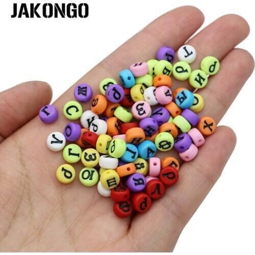 300pcs Round Acrylic Russian Letter Spacer Beads Alphbet Loose Beads for Jewelry Making Bracelet Accessories DIY 7mm