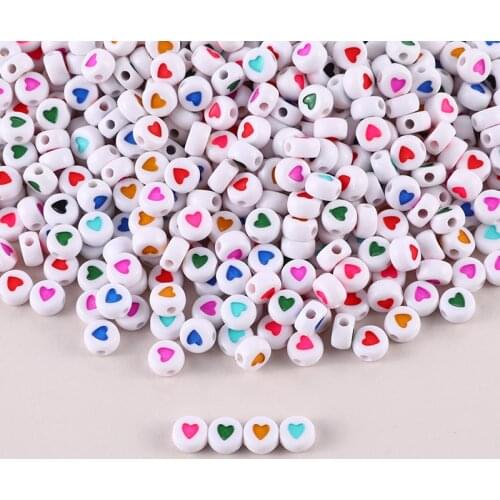 100-500pcs Heart Beads Forr Jewelry Making Multi Color Acrylic Beads for Necklace Bracelet Round Spaced Heart Beads Wholesale