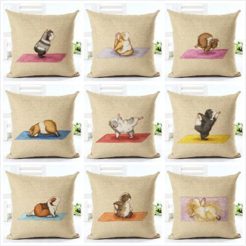 Hamster Yoga Cushion Cover Cotton Linen Pillow Case Animal Hamster Painting Decorative Pillowcase Home Accessories Cushion Cover