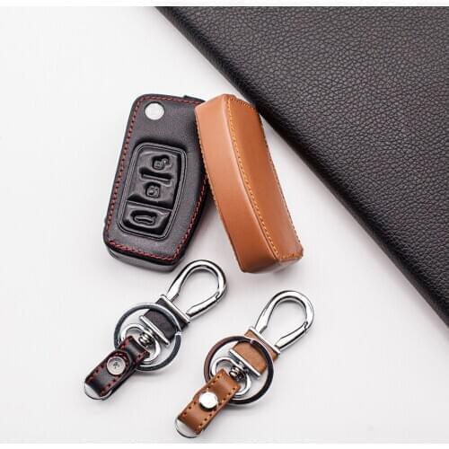 High quality Soft Leather Key Cover for Ford Fiesta Focus Mk3 Ecosport Kuga ESCORT Escape Car Flip Folding Remote Key Case