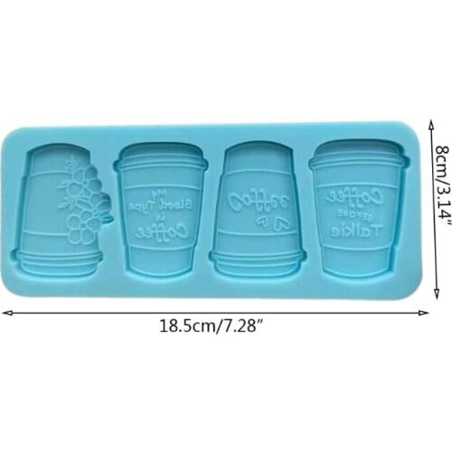 Epoxy Resin Mold Tray Four Coffee Cups Casting Silicone Mould DIY Crafts Plaster Soap Jewelry Making Tool