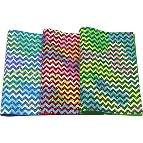 Gradient Color Design Multicolored Chunky Glitter Faux Leather Fabric Sheet for Making Shoe/Bag/Earring/DIY Accessories