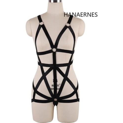 HANAERNES Sexy Outfit Woman Erotic Hot Stocking fixed Body Sexy Harness Bra Chest Bondage Lingerie Cage Bra Gothic Garter Belt