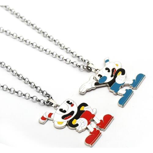 HSIC Game Jewelry Cuphead Alloy Choker Necklace Figure Design Cartoon Pendant Necklace Colar Fans Childrens Day Gift HC12779