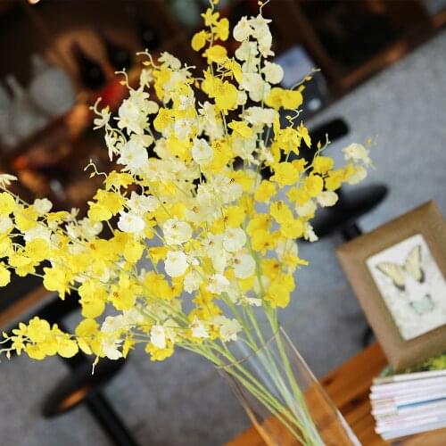 Artificial Silk Dancing Lady Orchid Flowers Simulation Fake Flower for Wedding Party Home Living room Festival Decoration 90cm