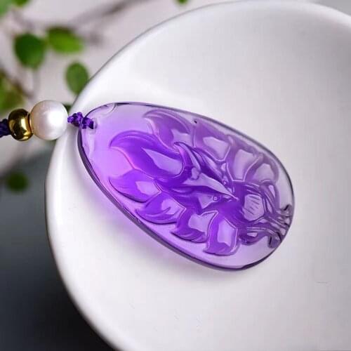 Fine Purple Crystal Pendants Nine Tails Fox Pendants Sweater Chain Necklace Luck for Women Gifts Fox Fairy Fashion Jewelry