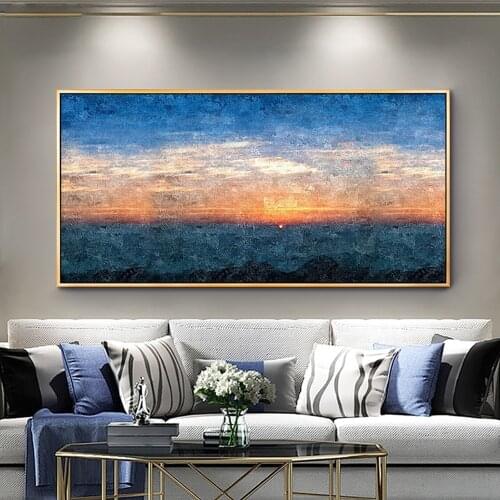 Sunset Scenery Oil Painting On Canvas Handmade Large Wall Art Abstract Landscape Paintings Living Room Bedroom Decoration Mural