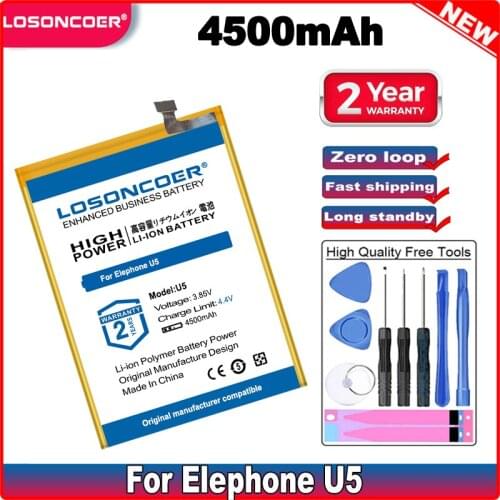 LOSONCOER 4500mAh Battery For Elephone U5 Mobile Phone Battery