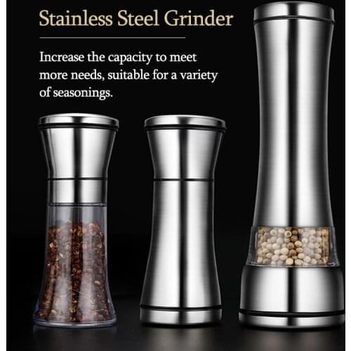 Stainless Steel Pepper Mill Grinder Adjustable Coarseness Sesame Cumin Spice Salt Pepper Grinder Spice Jar Kitchen Cooking Tools