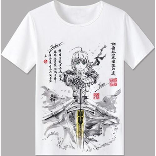 Fate grand order T Shirt Men Funny Short Sleeve fgo T-shirt Fate Apocrypha saber Cosplay Tshirt Anime New Tops