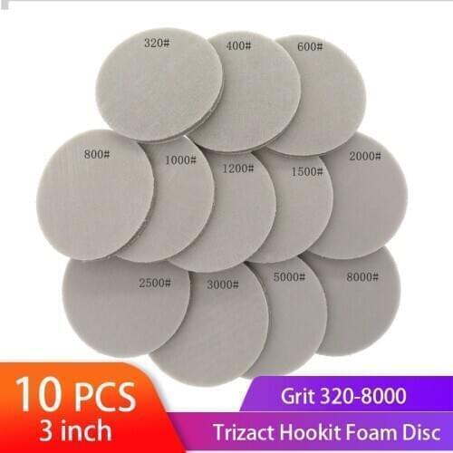 3" 75mm Trizact Hookit Foam Disc Wet & Dry Spong Sandpaper Disc 320-8000 Grit Polishing Buffer Sanding Paper Abrasive Tools