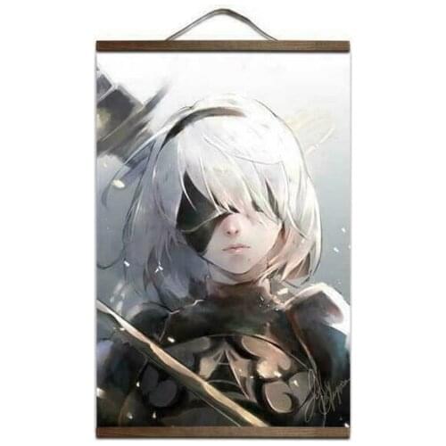 NieR:Automata Canvas poster with wood scroll