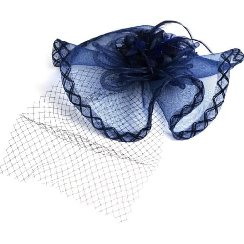 New Sale Brand New Hand Made Attractive Wedding Fascinator Veil Feather Hard Yarn Headband Hats Women Brides Hair Accessories