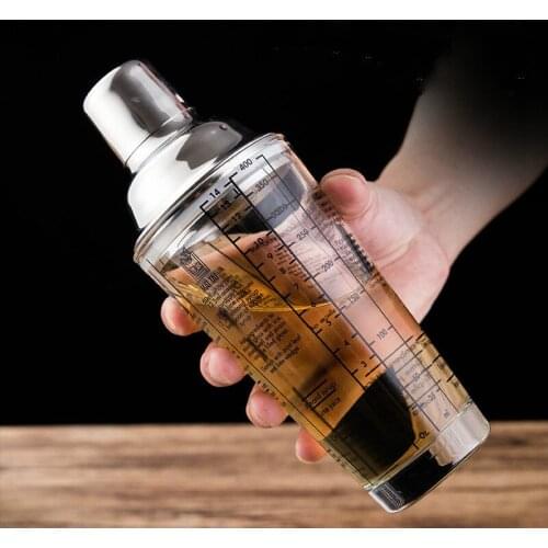 PC/Glass Cocktail Shaker Mixer Wine Martini Boston Shaker for Bartender Drink Party Bar Tools 400ML/700ML with Scale Wine Mixer
