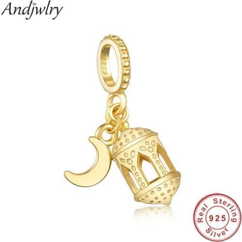 Fit Original Pandora Charms Bracelet 925 Sterling Silver Lantern Moon Dangle Charm Pendant 925 Silver DIY Berloque