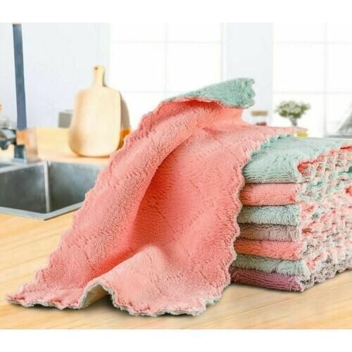 Super Absorbent Microfiber Kitchen Dish Cloth Non-stick Cleaning Household Towel