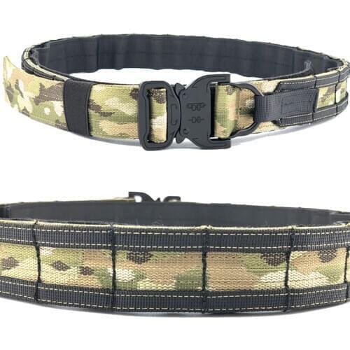 Military Tactical Belt Airsoft Shooting Molle Battle Belt Multicam Army CS Outdoor Hunting Double Layer 1.5in Wide Fighter Belt