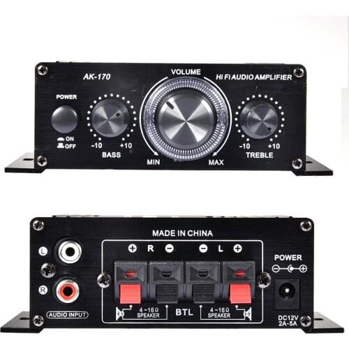 12V mini car Amplifier Motorcycle Home Boat Auto Stereo amplifier high bass stereo audio amplifier