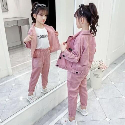 Girls Spring Childrens Clothing 2021 New Suits Casual Wild Little Girls Spring Autumn Fashionable Sports Suits
