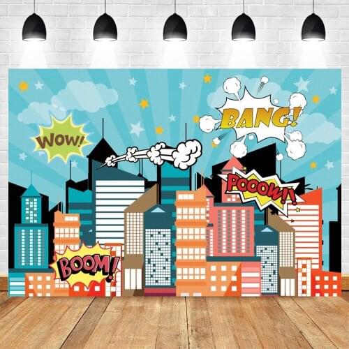 Yeele Blue City Building Newborn Baby Birthday Party Super Hero Backdrop Photography Vinyl Photographic Photo Background Props