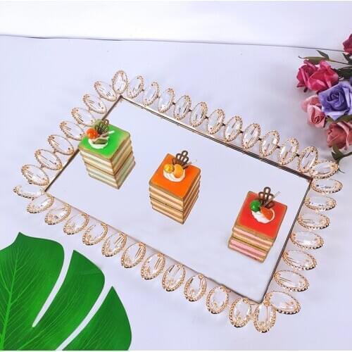 Stainless Steel Mirror Metal Cake Stand Crystal Wedding Birthday Party Dessert Gold Cupcake Pedestal Display Plate Home Decor