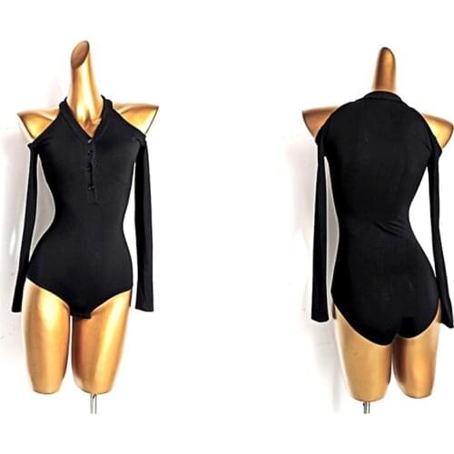 2021 New DL711 Women Latin Dance Bodysuit Long Sleeve Shoulder Hole Design Latin Dancing Tops Performamnce Modern Dance Dress