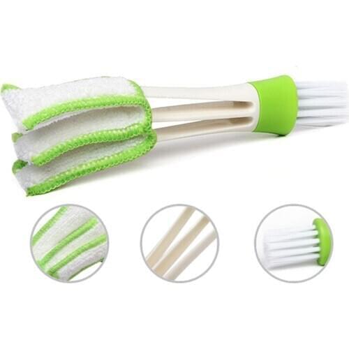 1pc Double-Headed Cleaning Brush for Auto Car Air Conditioner Outlet Interior Dashboard Dust Remover Keyboard Gap Cleaning Brush
