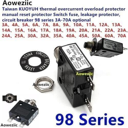 1Pcs KUOYUH 98 Series 18A 19A 20A 21A 22A 23A 24A 25A 30A 32A 35A 40A 45A Circuit Breaker Overload Switch Over Current Protector