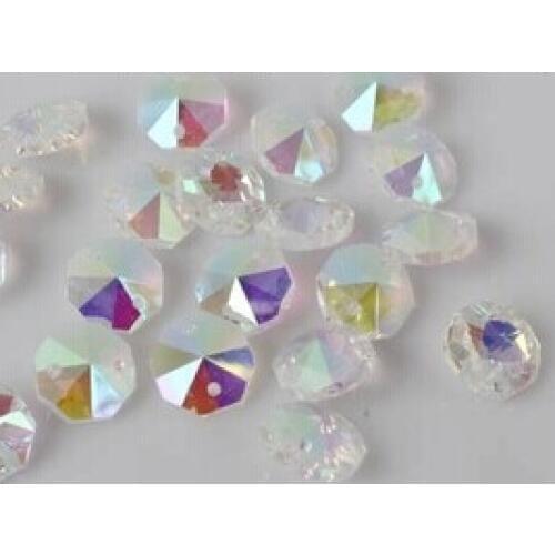 2000pcs/Lot AB Color 14mm Crystal Octagon Beads In 2 Holes For Wedding Strands & Chandelier Beads