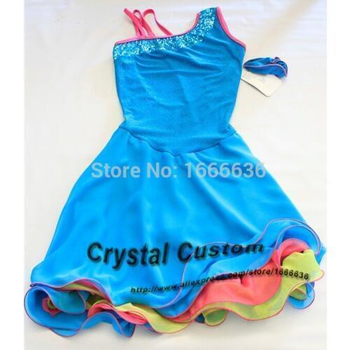 2016 Custom Ice Skating Dresses For Girls New Brand Vogue Figure Skating Competition Dress For Girls DR3022