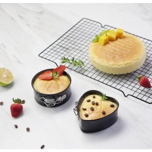 3pcs/set Carbon Steel Cake Mold Rectangle Heart Round Baking Pan Non-stick Removable Base Tray Kitchenware R7RC