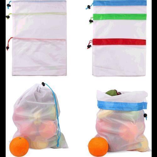 4pcs/set Reusable Mesh Produce Bags Washable Eco Friendly Bags For Groceries Storage Fruit Vegetable Toy Packing Gift Bag 77