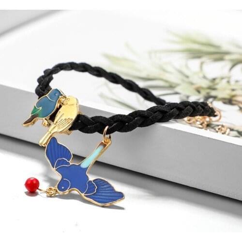 50% Hot Sales Fashion Women Enamel Parrots Pendant Braided Rope Anklet Foot Jewelry Bracelet