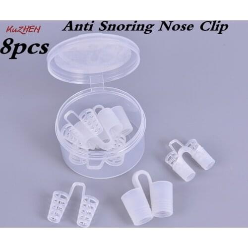 Hot 8pcs Anti Snoring Nose Clip Breathable Easy Sleep Snore Stopper Aid Nasal Dilators Device Congestion Aid Cones