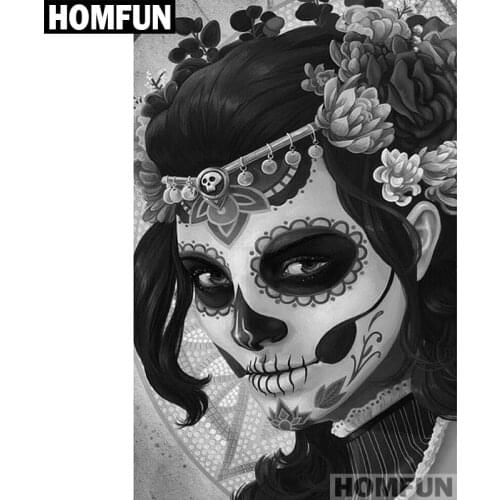 HOMFUN Full Square/Round Drill 5D DIY Diamond Painting "Skull girl" Embroidery Cross Stitch 5D Home Decor Gift A01461