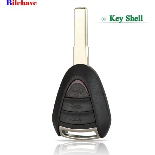 Bilchave 3 Buttons Remote Car Key Shell Cover For Porsche 911 997 Boxster 987 Cayman Key Case Replacement With Uncut Blade
