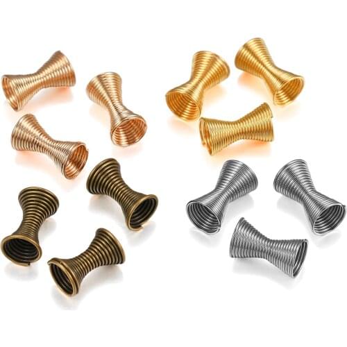 30pcs 12x7mm Metal Spring Beads Funnel Shape Spacer Beads End Cap Bead Connector Stoppers For DIY Jewelry Making Accessories