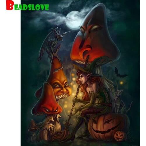 Diy Diamond Painting halloween gift Witch pumpkin Full Drill Embroidery Crystal Painting Diamond Mosaic Cross Stitch Kit Hobby