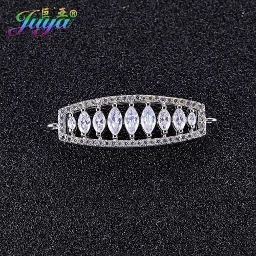 DIY Jewelry Components Cubic Zirconin Gold/Rose Gold Floating Copper Charm Connectors Accessories For Bracelet DIY Making