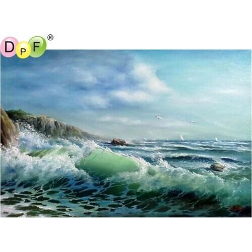 DPF diamond embroidery sea diamond painting cross stitch needle diamond mosaic square rhinestone home decoration