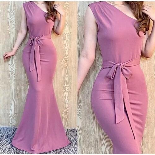Elegant Long Pink One Shoulder Evening Dresses with Belt Zipper Back Satin Mermaid Abendkleid Robes de Soirée for Women